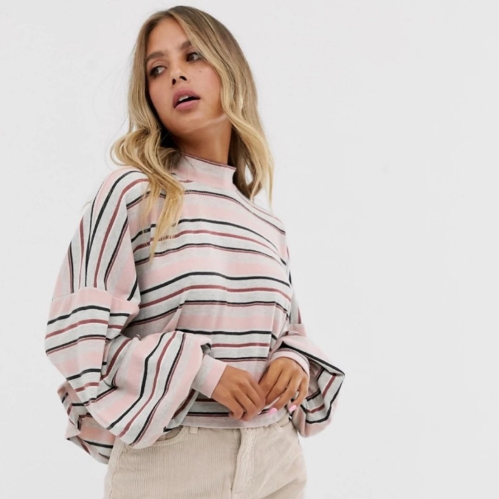 Free people Steph high neck, balloon sleeve top